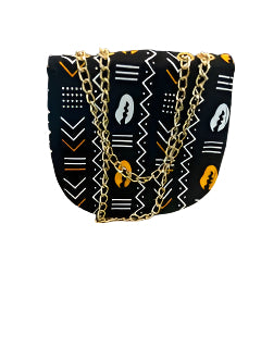 Black and Gold Cowry Shell Clutch with Chains