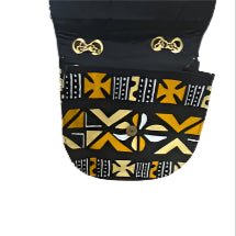 Black and Gold Cowry Shell Clutch with Chains