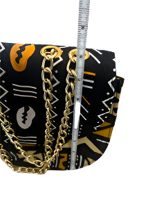 Black and Gold Cowry Shell Clutch with Chains