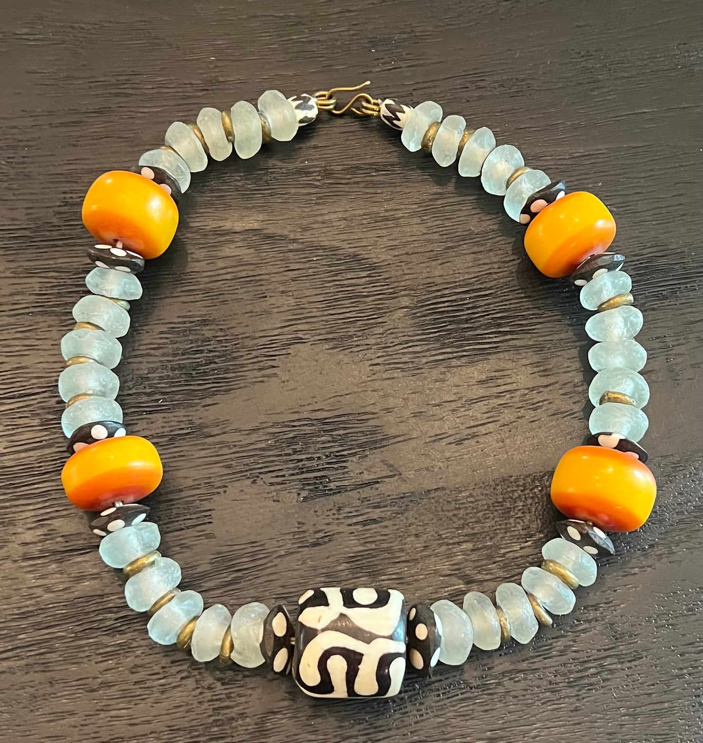 Manifest: Sea Foam Glass Bead and Resin Necklace Set
