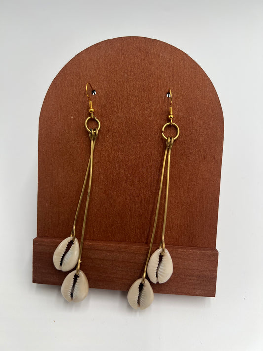 Cowry Shell Tear Drop Earrings