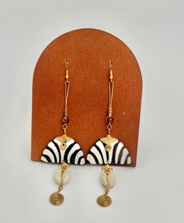Reverse Zebra Crescent Earrings