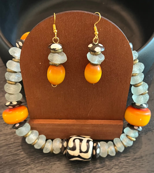 Manifest: Sea Foam Glass Bead and Resin Necklace Set