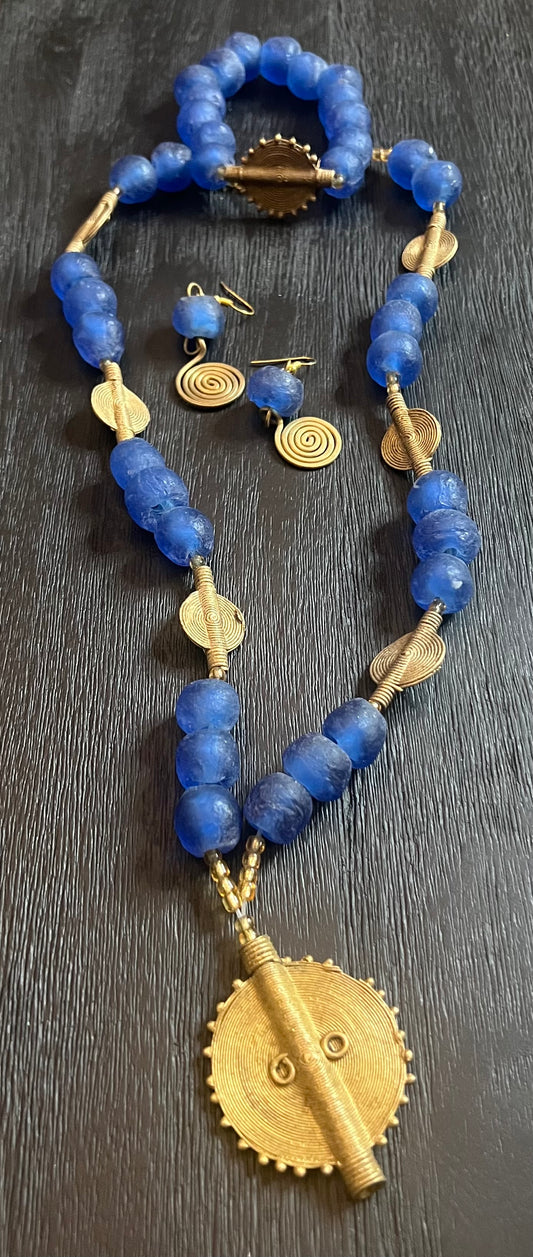 Dream State: Peacock Blue Necklace, Bracelet and Earrings Set