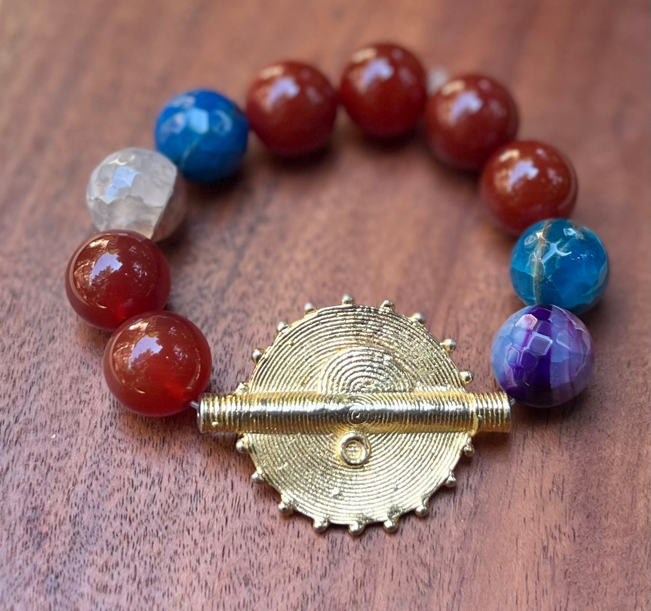 Marble Bracelet with Large Charm Red