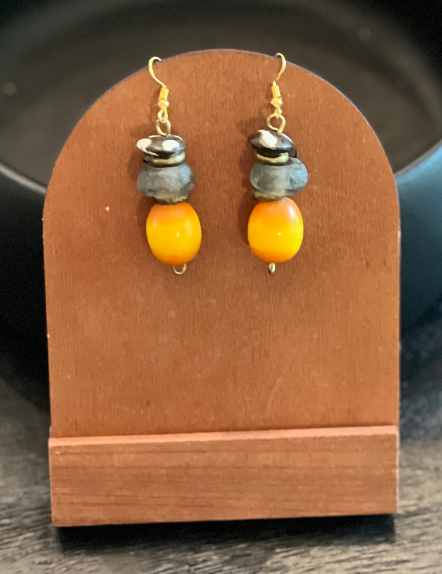 Manifest: Charcoal Glass Beaded and Resin Necklace and Earring Set