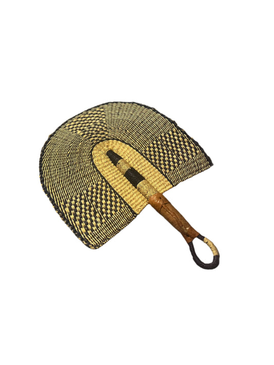 Indigo Checkered Arch Fan