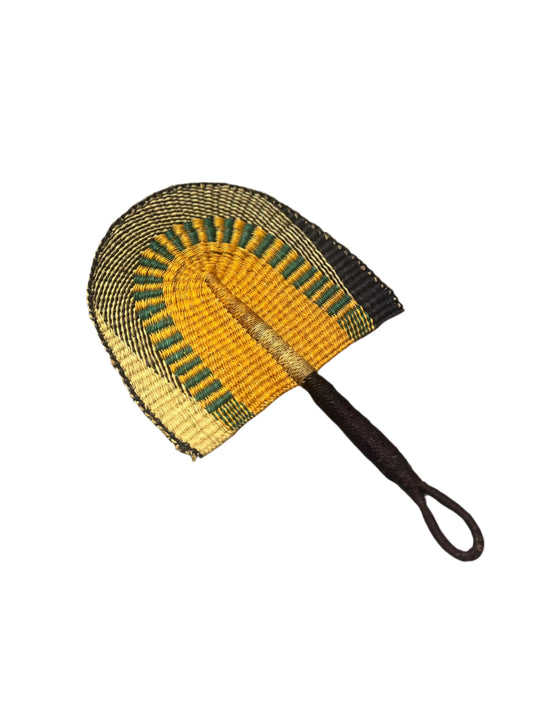 Indigo Arches with Green Rays Fan with Triple Colored Handle