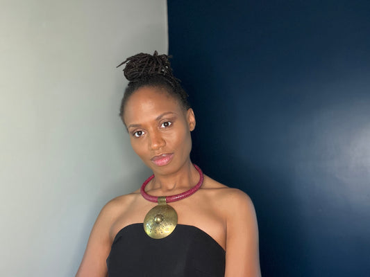 Leather Choker with Bronze Sun Ray Medallion