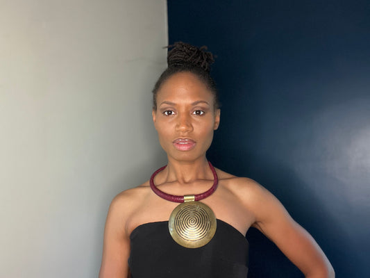 Leather Choker with Large Spiral Medallion
