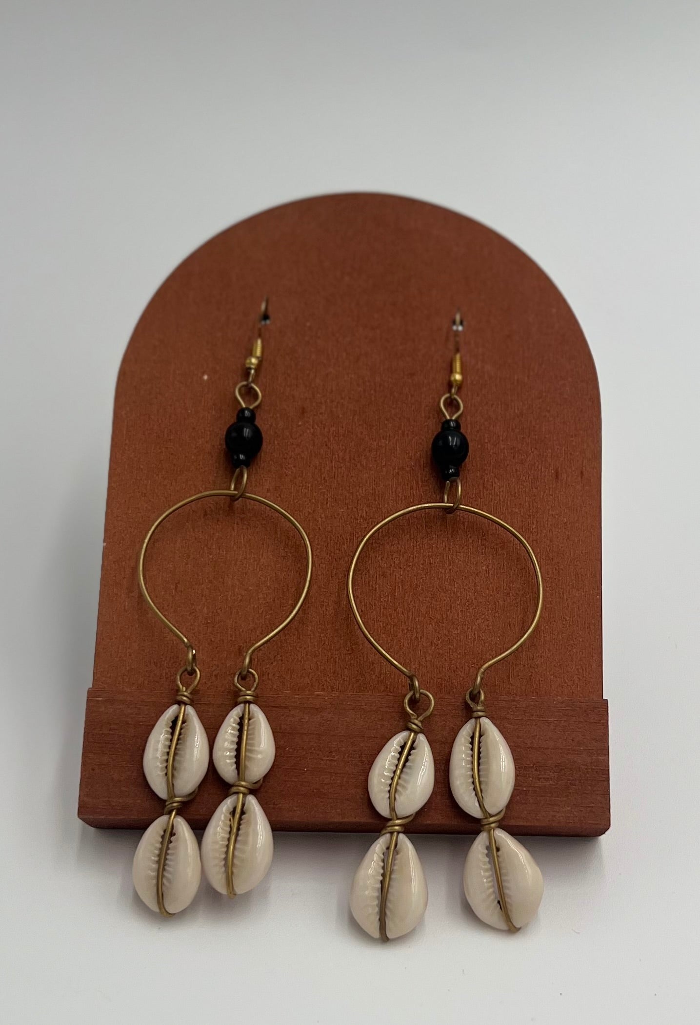 Double Cowry Shell Loop Earrings