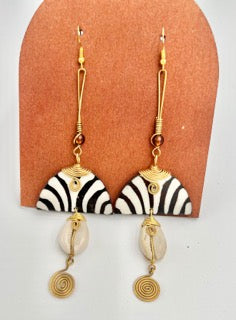 Reverse Zebra Crescent Earrings