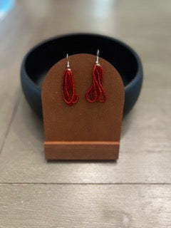 Red Beaded Necklace and Earrings