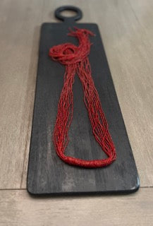 Red Beaded Necklace and Earrings