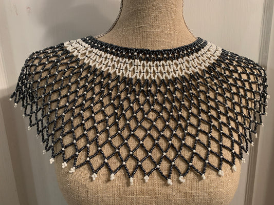 St Belle Black/white beaded necklace