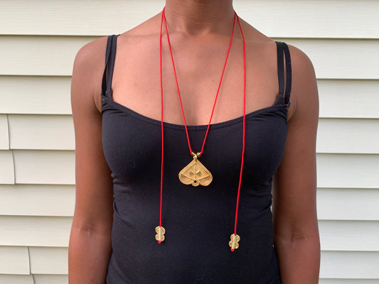 Red Leather Coeur Necklace