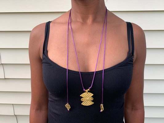Purple Leather Papillon Necklace