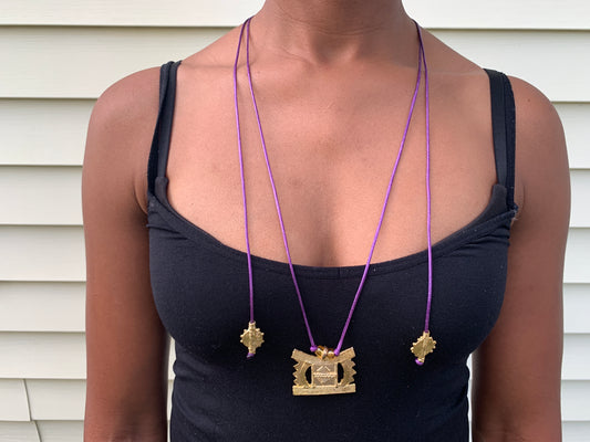 Purple Leather Tabouret Necklace